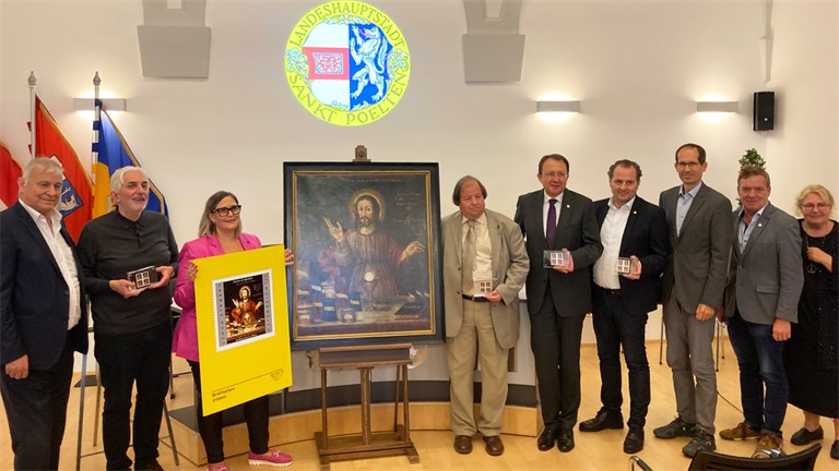 Ersttag der Sonderbriefmarke Christus als Apotheker